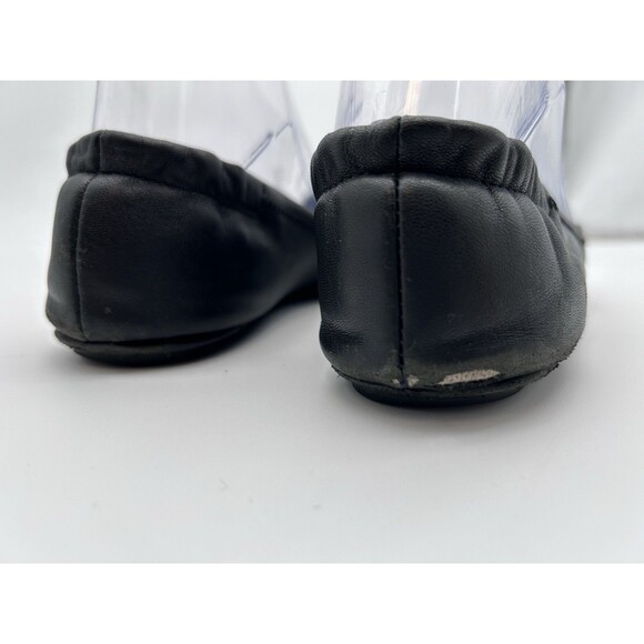 Tory Burch Matte Black Minnie Travel Ballet Flats Womens 6.5 Worn See Pics - Picture 4 of 11